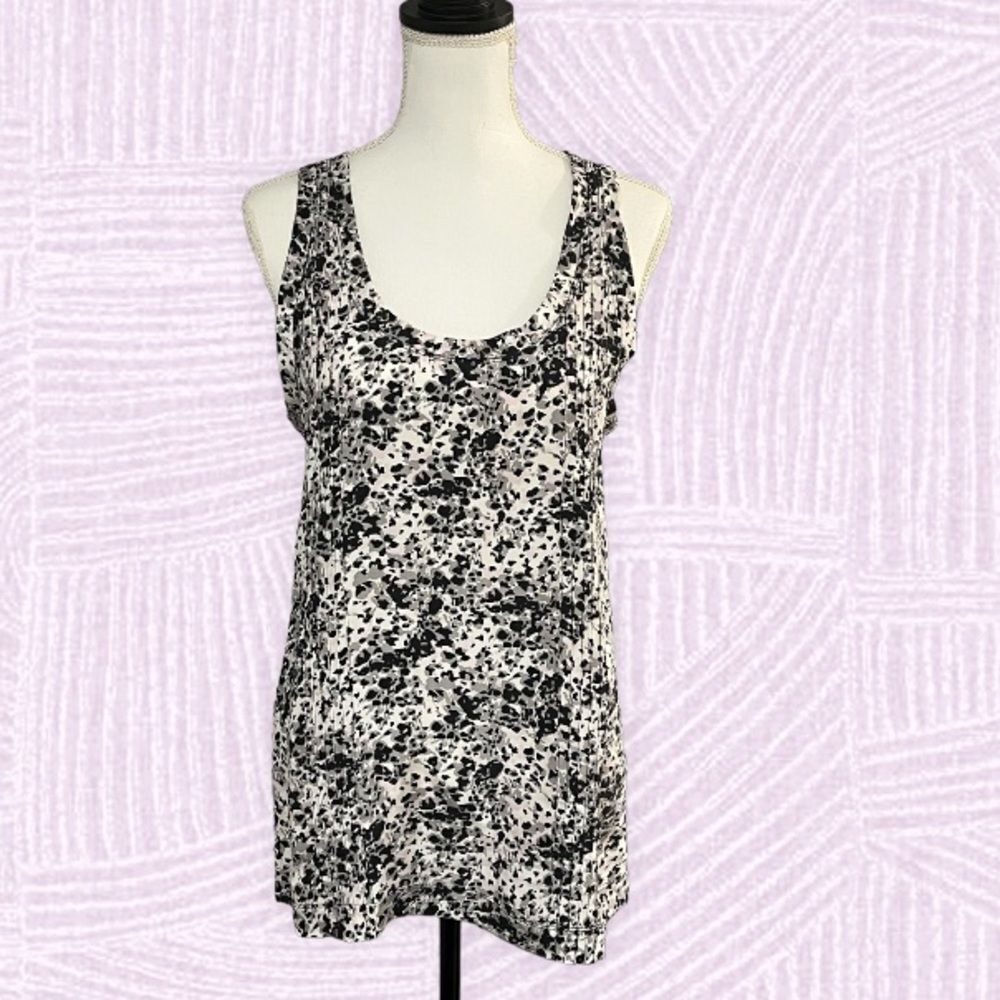 Theory Black and White Printed Tank Top